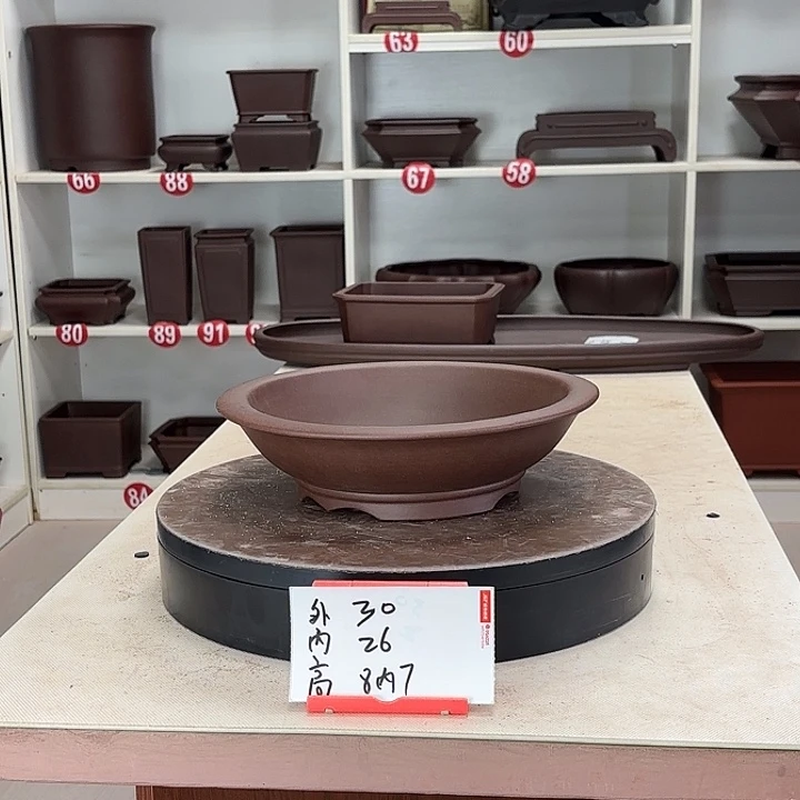 紫砂花盆下线小圆