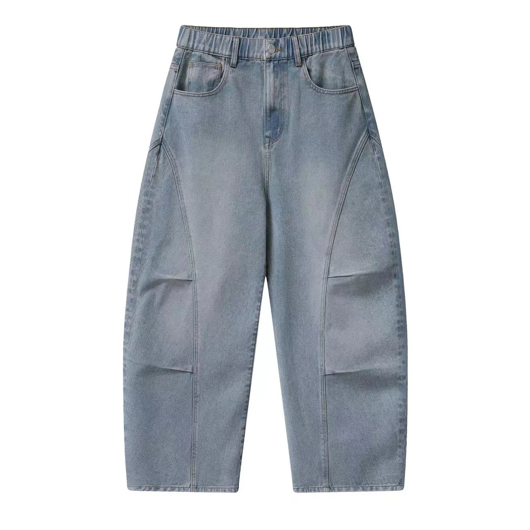 【新品】直筒宽松潮流常规款长裤百搭脚踩国潮工装休闲裤水洗牛仔裤