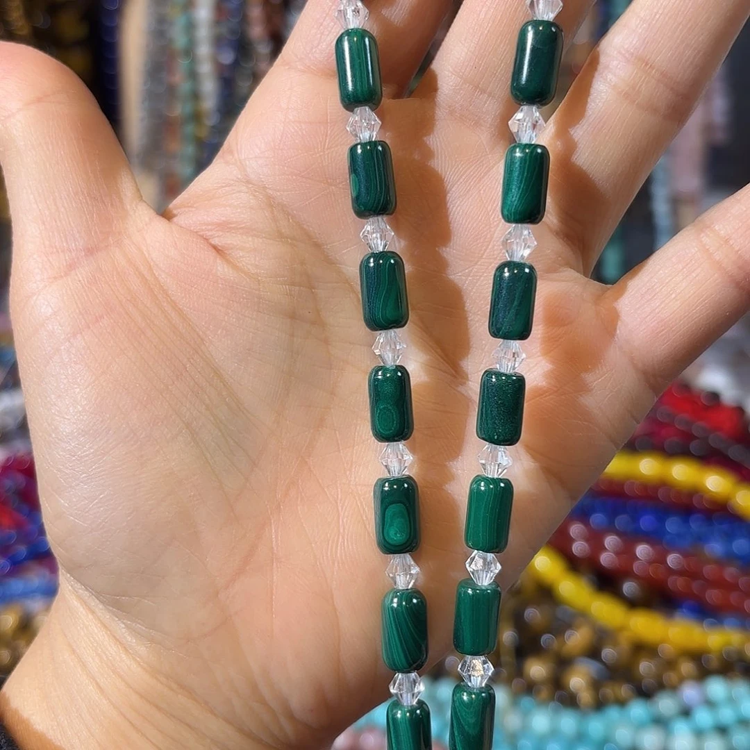 玛瑙/玉髓未镶嵌珠宝半成品孔雀石卡6-11一条