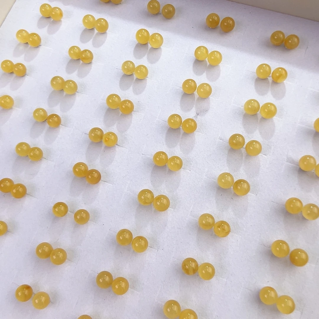 未镶嵌琥珀珠宝奇石多样性发一对