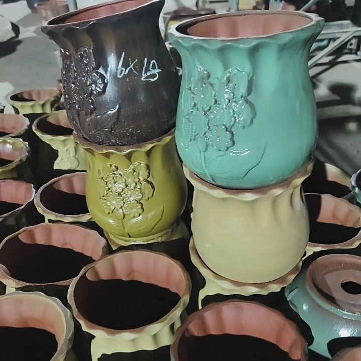 陶花瓶高18口径16四色四个