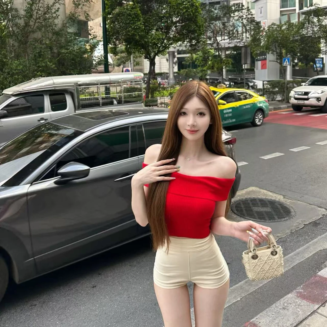 素铂舟舟【巴比伦恋人】一字肩短款辣妹上衣