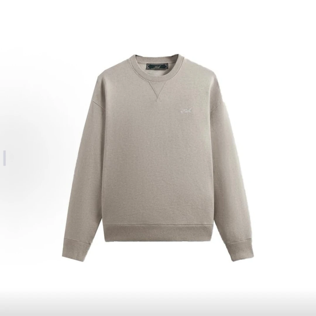 Kith Nelson圆领卫衣基础款纯色竹节棉刺绣小标纯棉薄绒XSSXLXXL