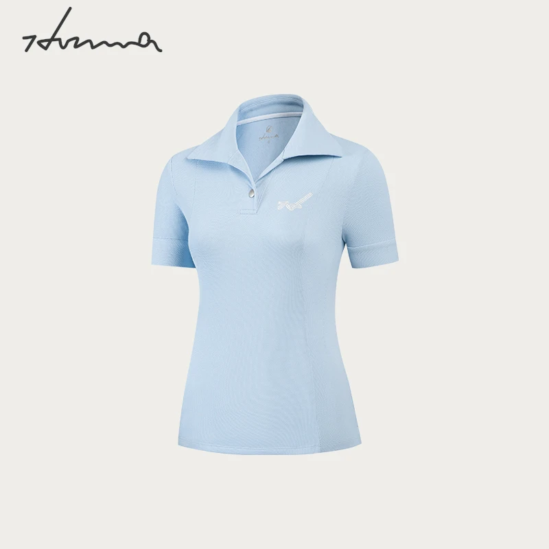 HONMA女士短袖POLO衫亲肤柔软纯色大翻领时尚HWKX707H503