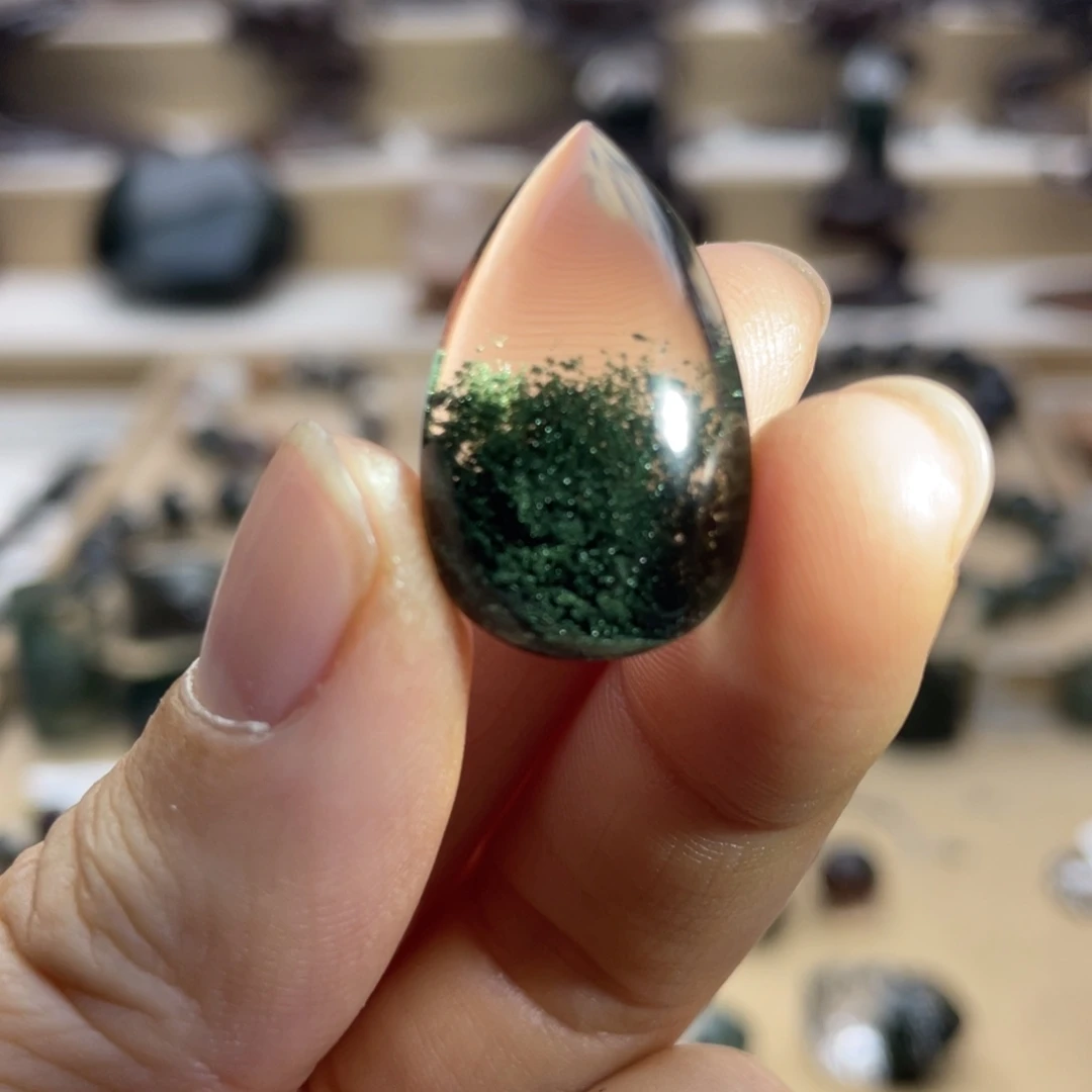 未镶嵌水晶颈饰绿幽灵聚宝盆水滴