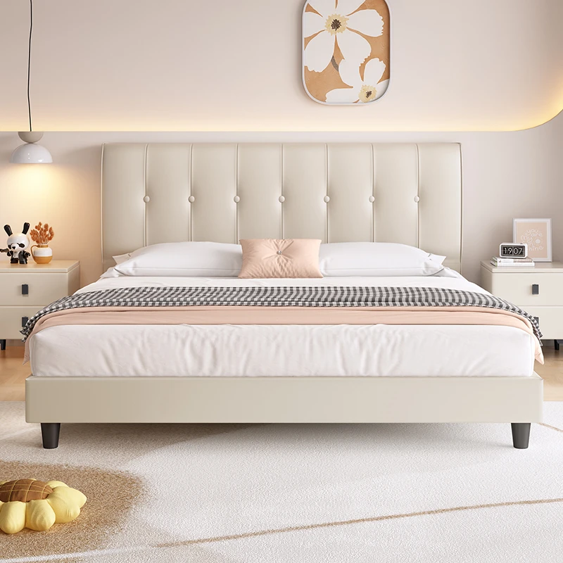真皮床主卧室大床高端大气家用双人床现代简约1.5米1.8榻榻米婚床