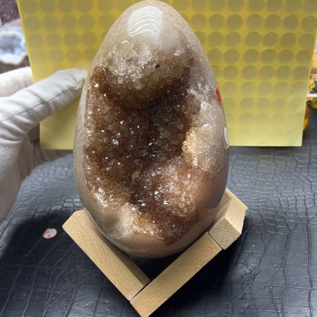 珠宝半成品水晶未镶嵌粉黄龙蛋29