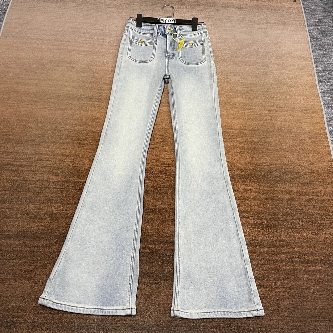 #A19-2239 加绒-厚绒 高货 浅蓝色个性辣妹女神裤 高弹（不换退）