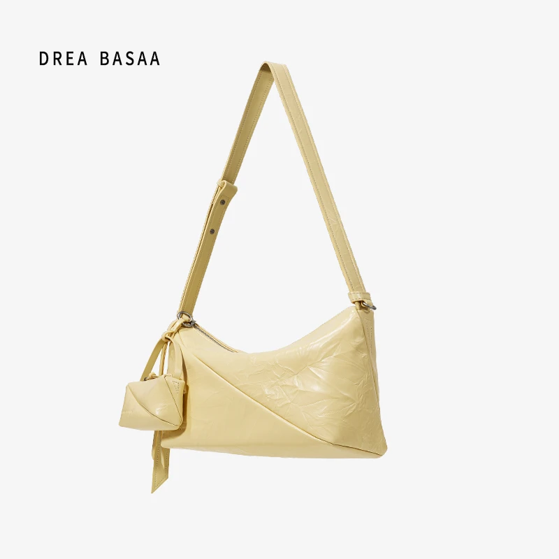 DREA BASAA半山山形系列小号女包单肩包褶皱大容量头层牛皮斜挎包