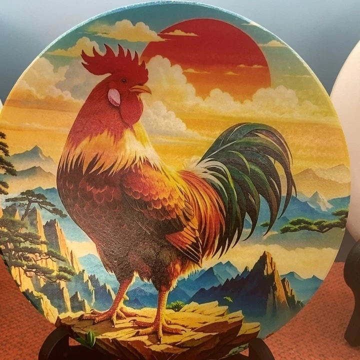 石材公鸡摆件真美啊