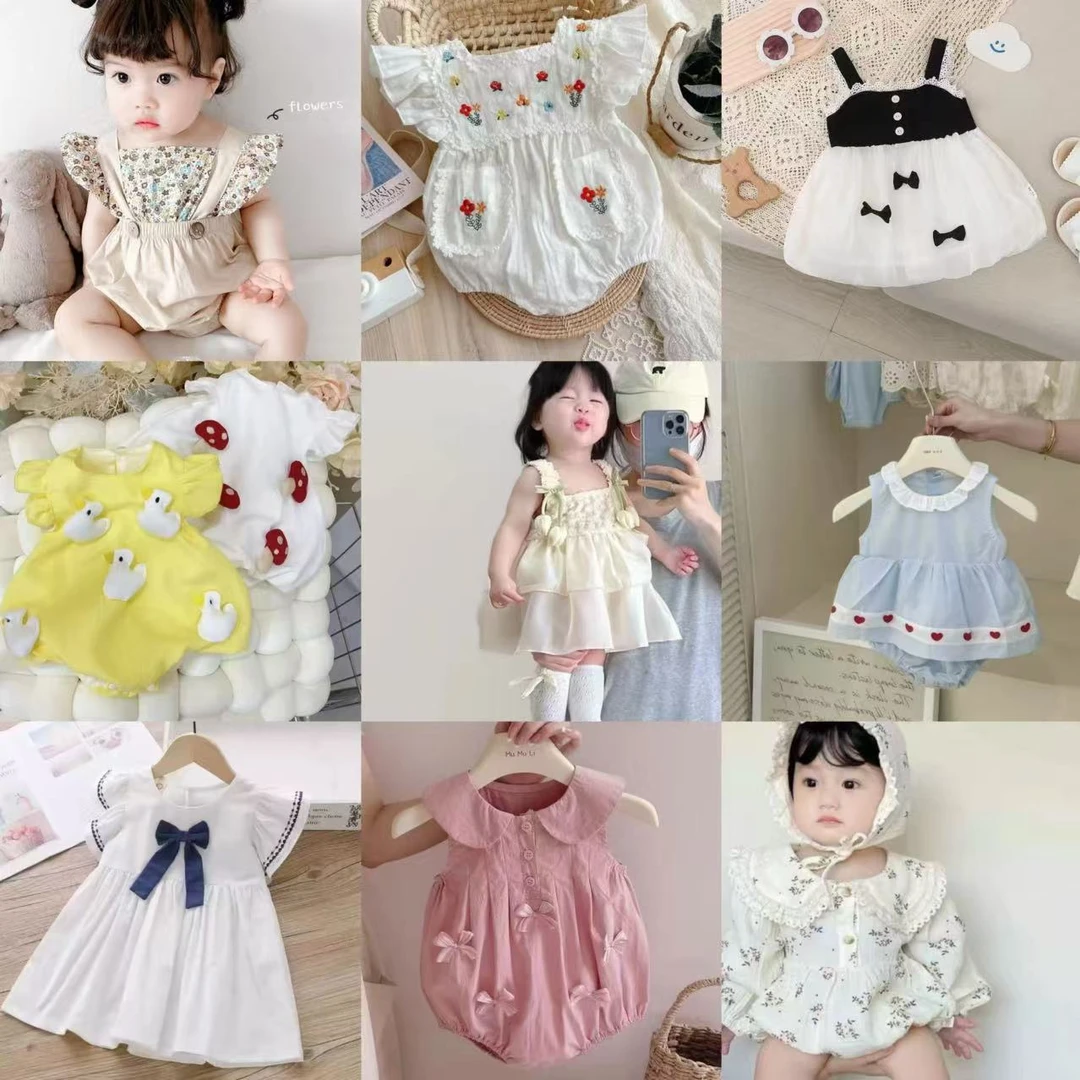 夏款婴儿连体衣洋气哈衣短袖短袖包屁衣组合风格多款式新生儿女宝