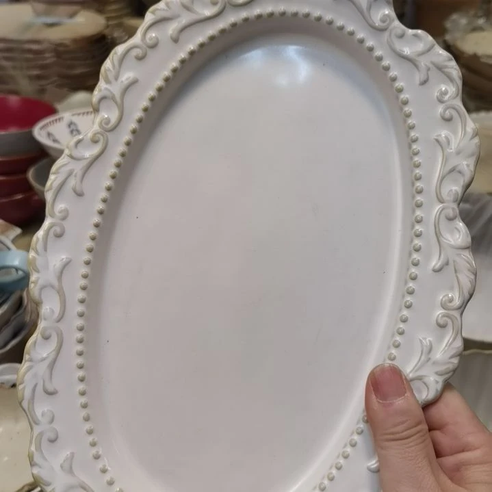 瓷片微瑕洛可可鱼盘两个一组