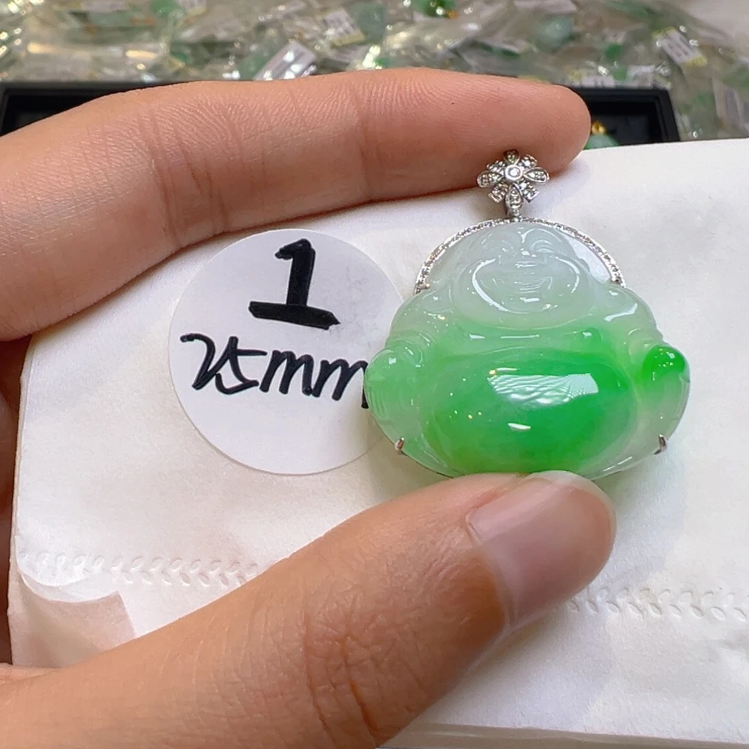 翡翠18K金镶嵌吊坠(不含链)