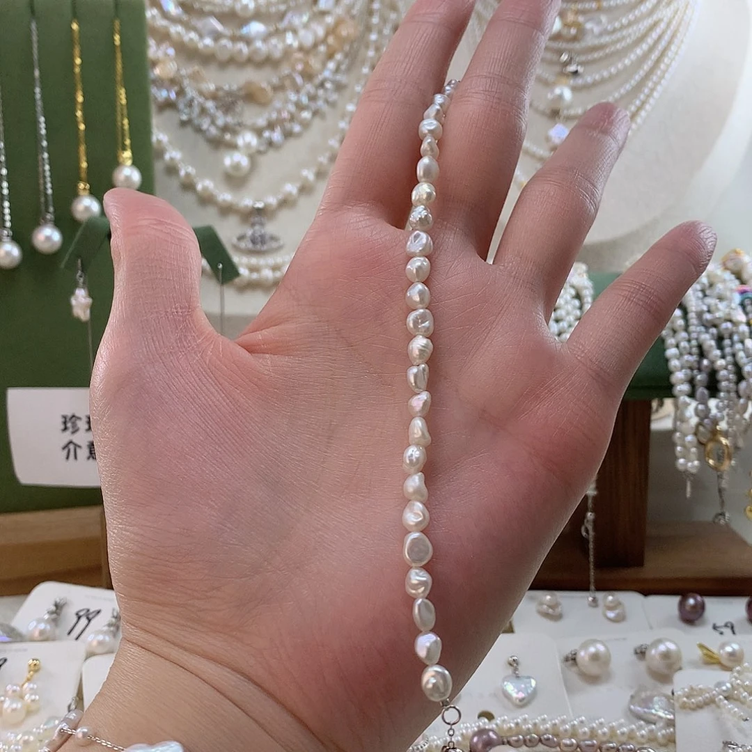 装***姨颈饰淡水珍珠银S925镶嵌