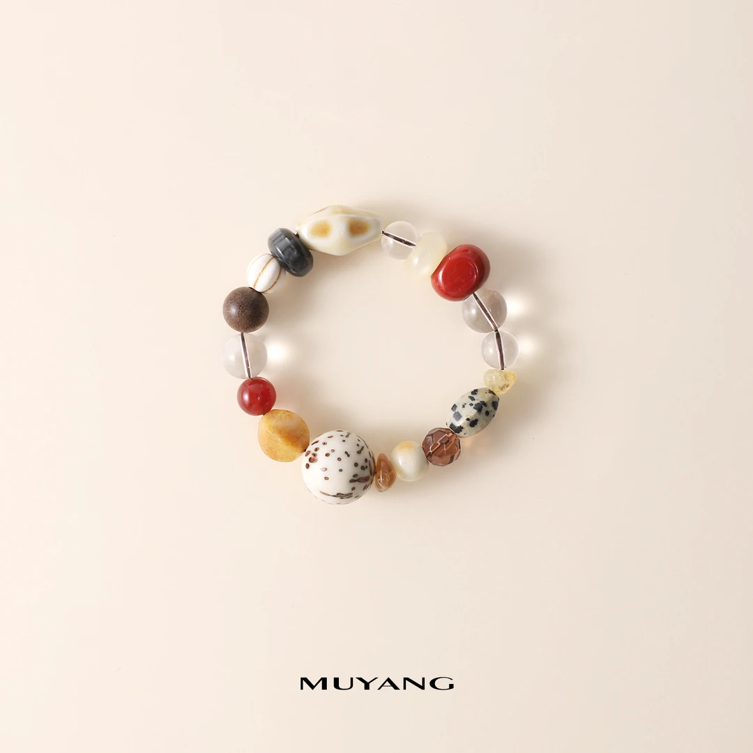 muyang/慕阳 非金属仿水晶手链 简约彩色气质弹力手工简澜手链