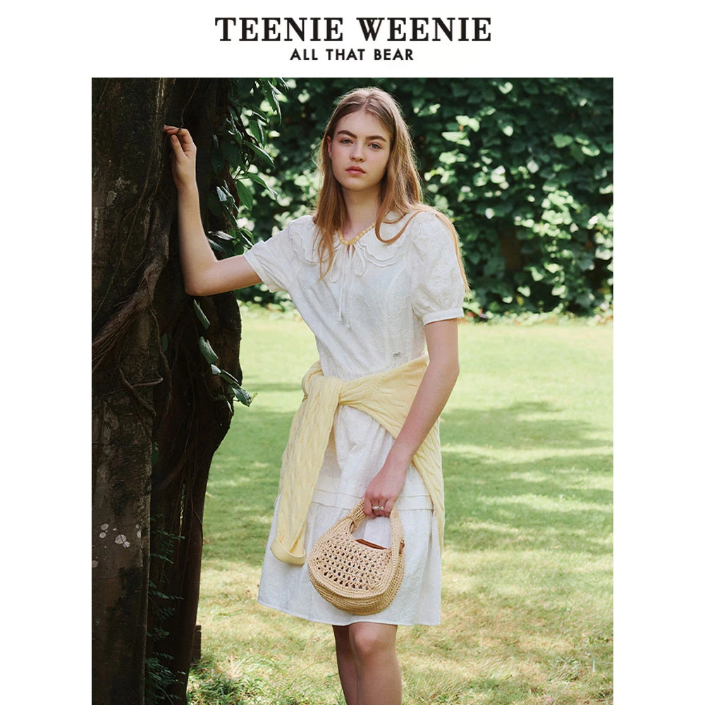 TeenieWeenie小熊连衣裙25夏日穿搭少女感花边裙子女TTOW252404T