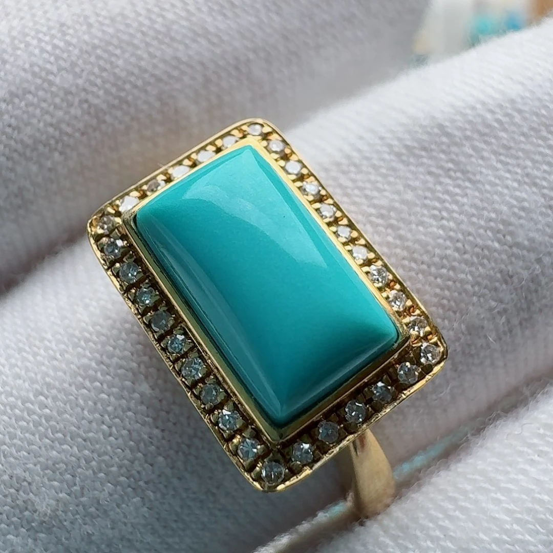 绿松石18K金镶嵌戒指