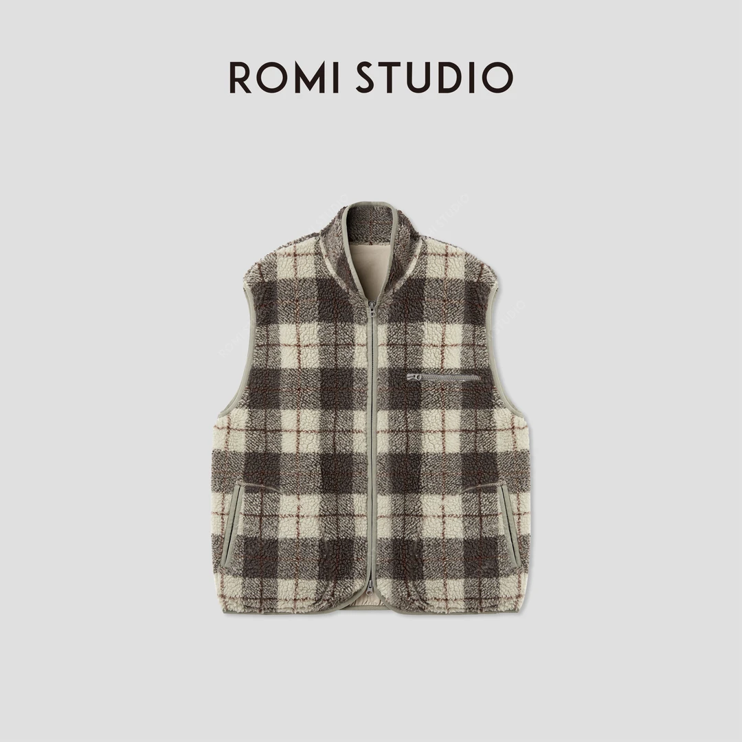 ROMI STUDIO“复古时髦”秋冬百搭格纹马甲背心RWCAW65080
