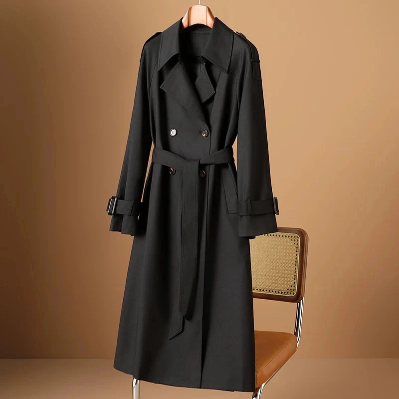 2025春季新品大女主气质英伦风衣外套女中长款复古赫本风大衣风衣