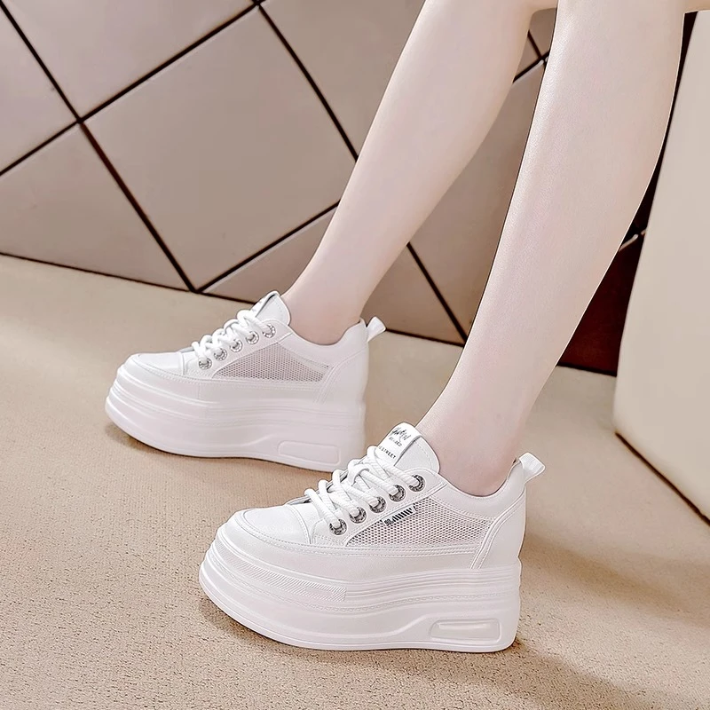内增高小白鞋女2025夏季新款百搭爆款网面厚底透气薄款休闲网鞋女