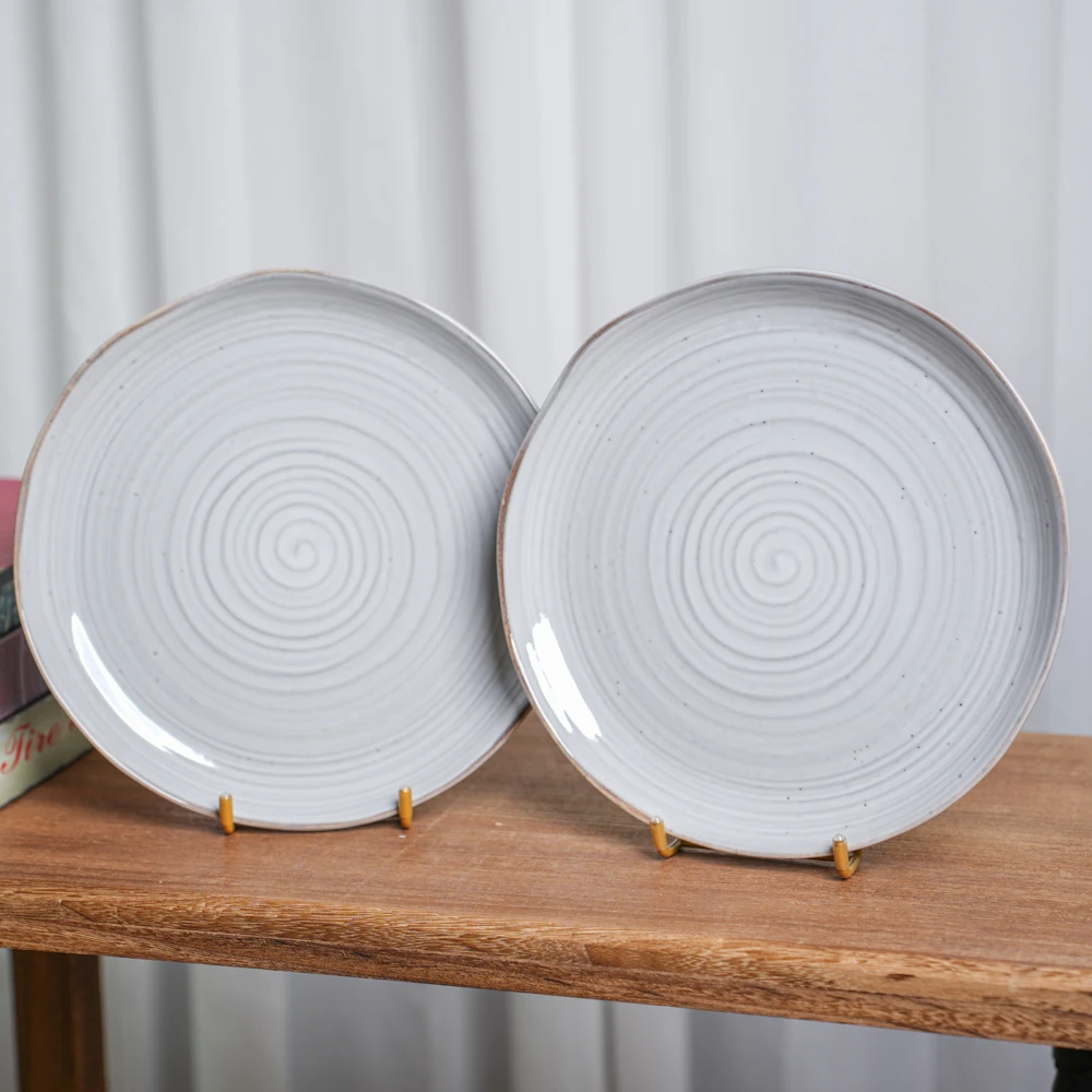 【瑕疵】陶瓷盘子家用窑变复古不规则圆口平盘B6B