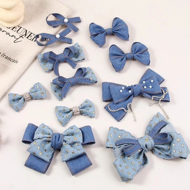 韩版蕾丝烫金星星印花混合牛仔织带套款纺织diy头饰发夹配件丝带