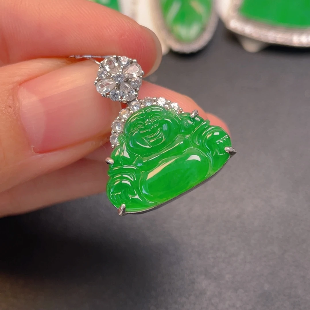 翡翠银S925镶嵌吊坠(不含链)