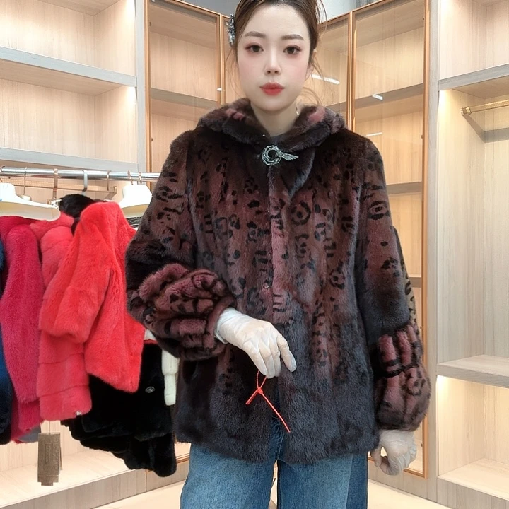 红色斑纹连帽yh0173