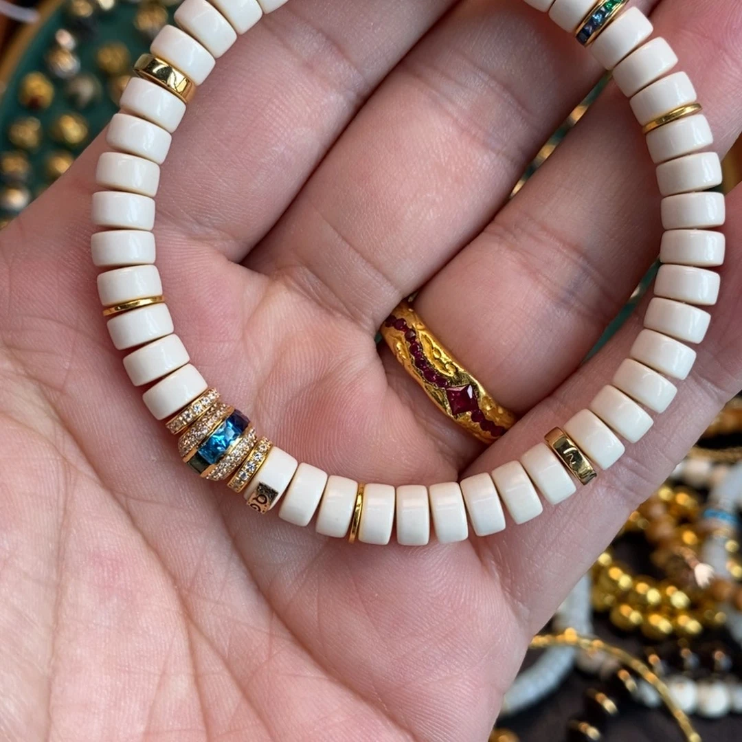 手链足金镶嵌合成（培育）蓝宝石