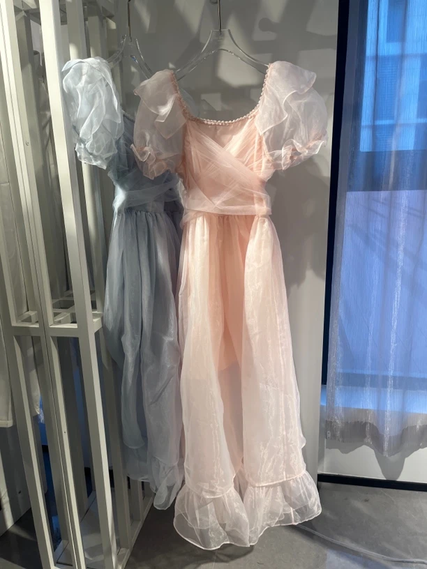 anyspoor春夏25年新款网纱连衣裙84B306长款