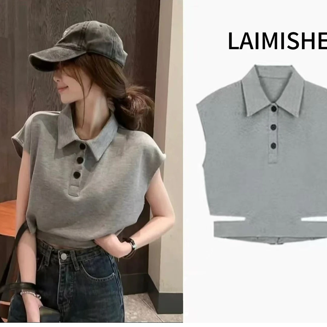 7244设计感露腰绑带T恤显瘦夏季时尚百搭Q