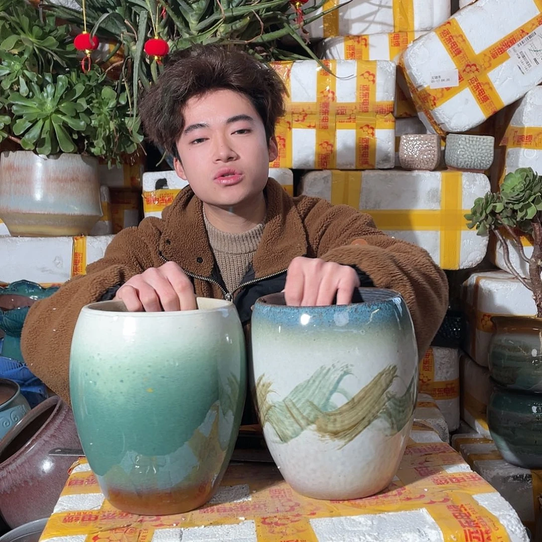 无铅玻璃宜兴紫砂花盆