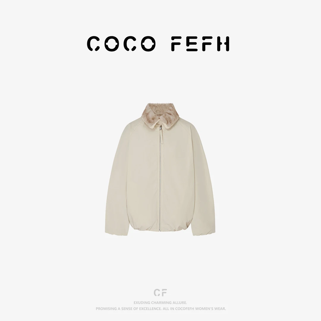 COCO FEEH【外套】明星高圆圆同款25冬新款双面穿毛绒派克外套Z8292