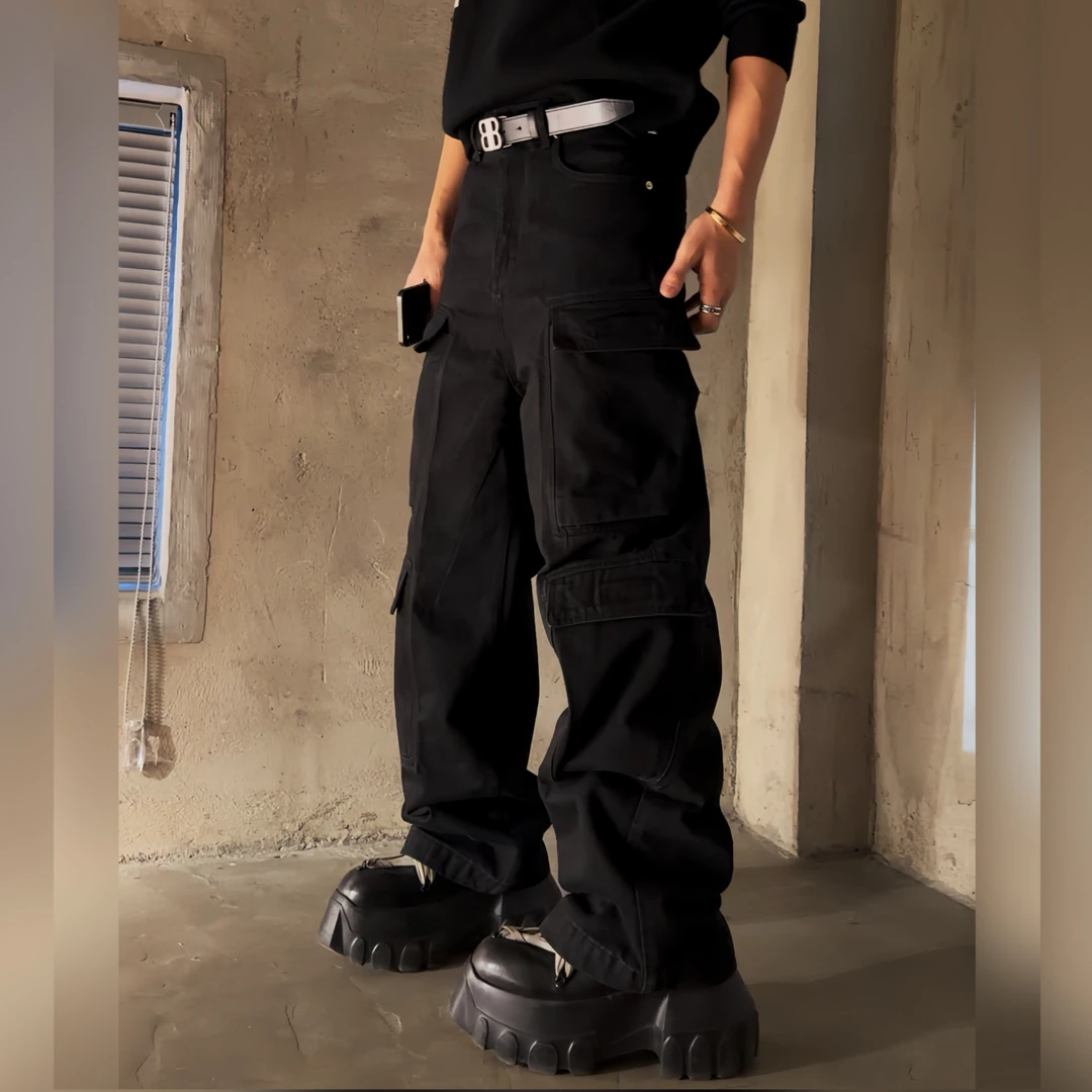 On Our Own八口袋工装裤直筒略宽松秋冬无弹力休闲法式户外牛仔裤
