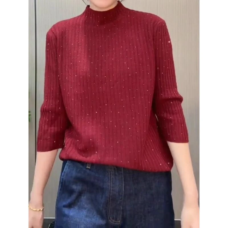 大码女装胖半高领毛衣针织打底衫秋冬新款胖遮肉显瘦内搭上衣