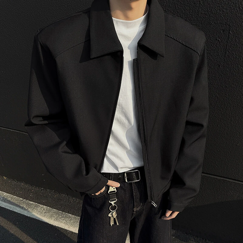cleanfit黑色垫肩短款外套男士春季高级感泼水行政夹克美式棒球服