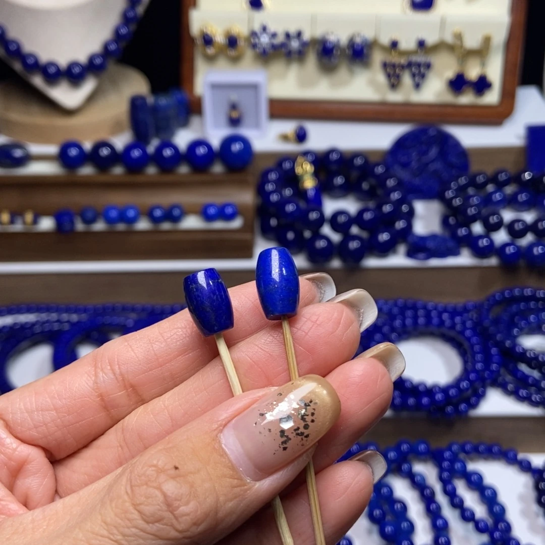 青金石未镶嵌桶珠8mm 多样性发其一