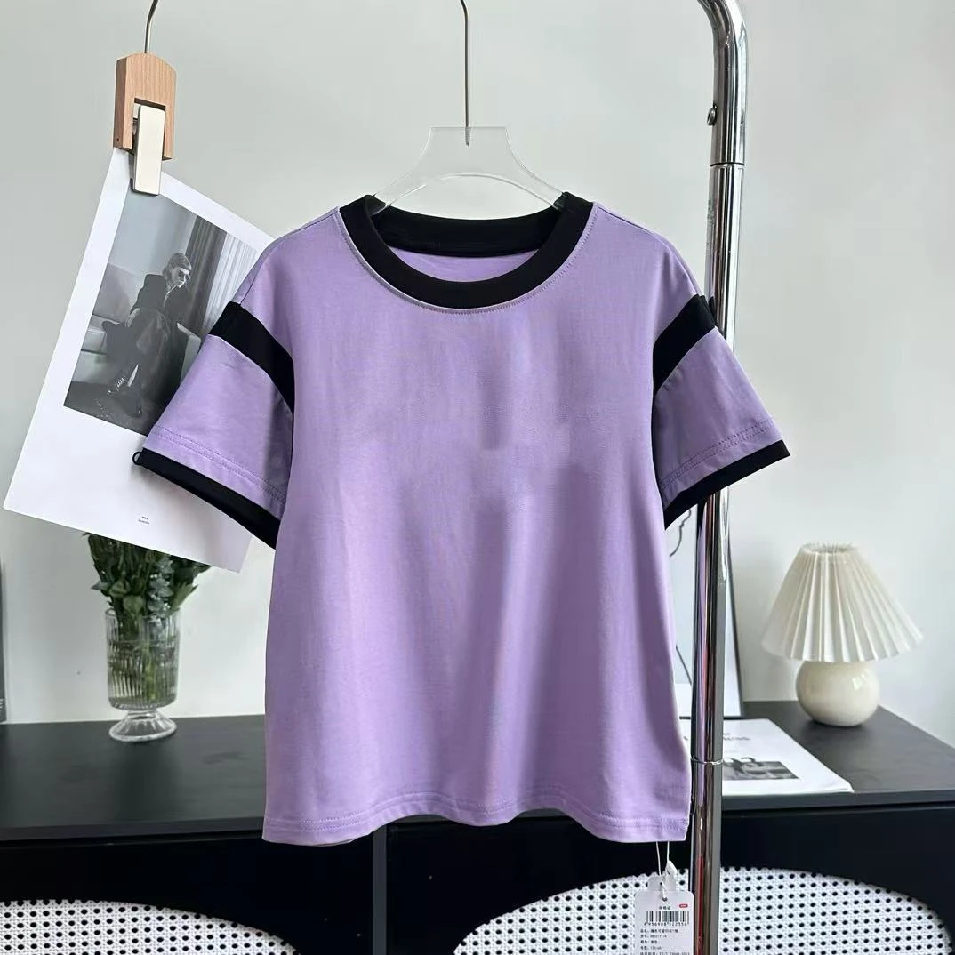 春夏季儿童通用纯色拼接圆领短袖-DB321YT14