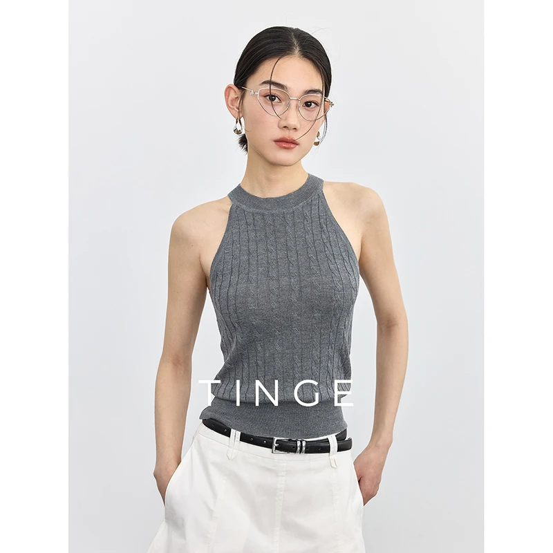 TINGE/贴己修身挂脖美背吊带背心女25年夏新款针织无袖显瘦上衣