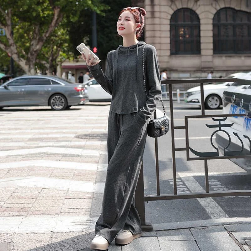 法芬图秋装慵懒风休闲运动服套装女2025新款洋气卫衣阔腿裤两件套