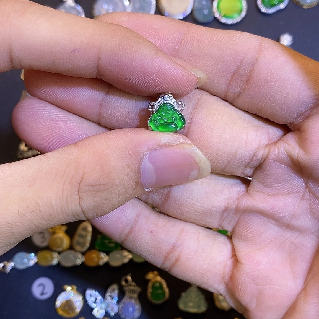 吊坠(不含链)银S925镶嵌翡翠