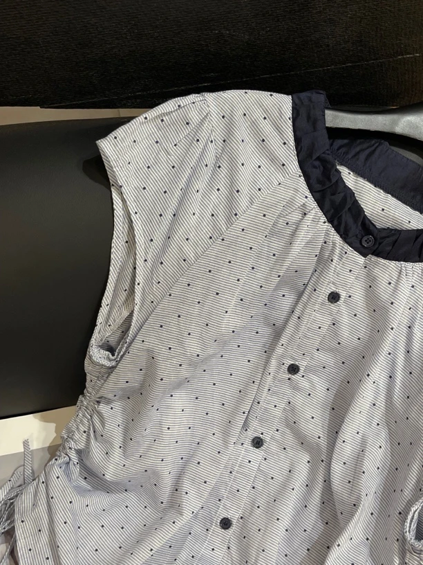 KW【甜茶】欧货设计师款女装减龄透气薄款上衣两侧抽绳衬衣