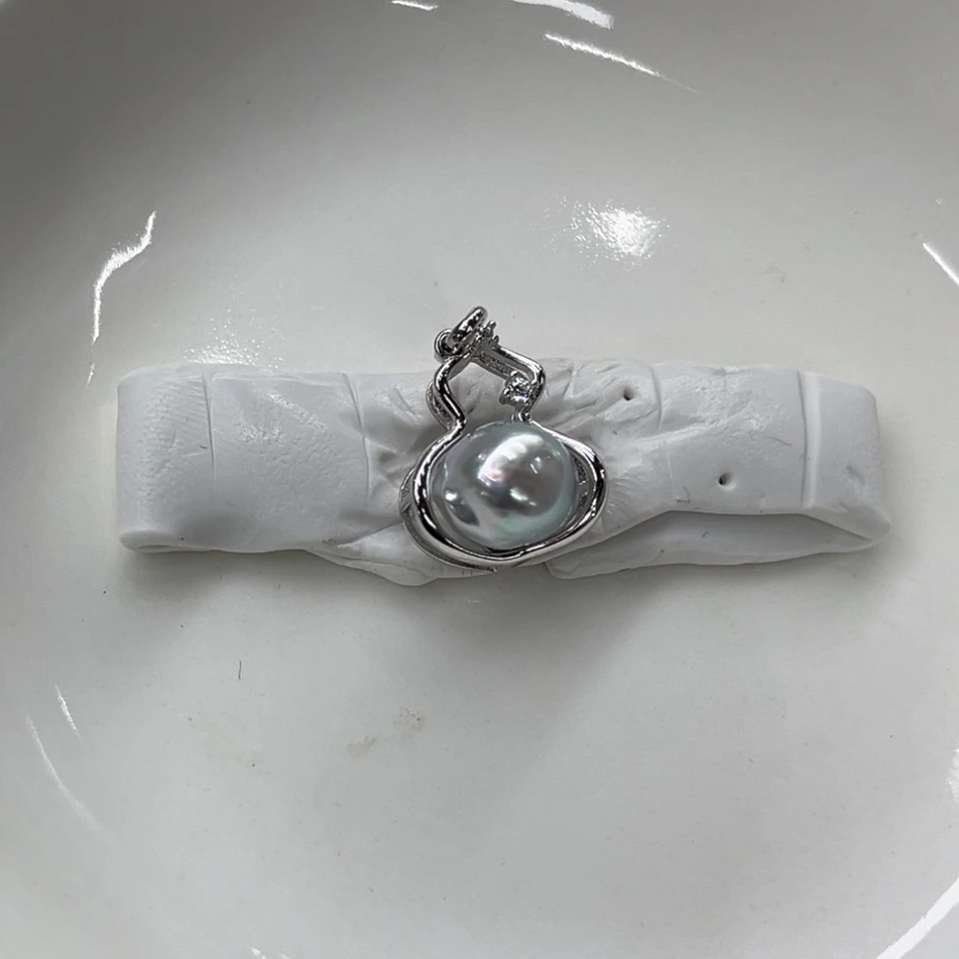吊坠(不含链)银S925镶嵌海水珍珠8-9mm