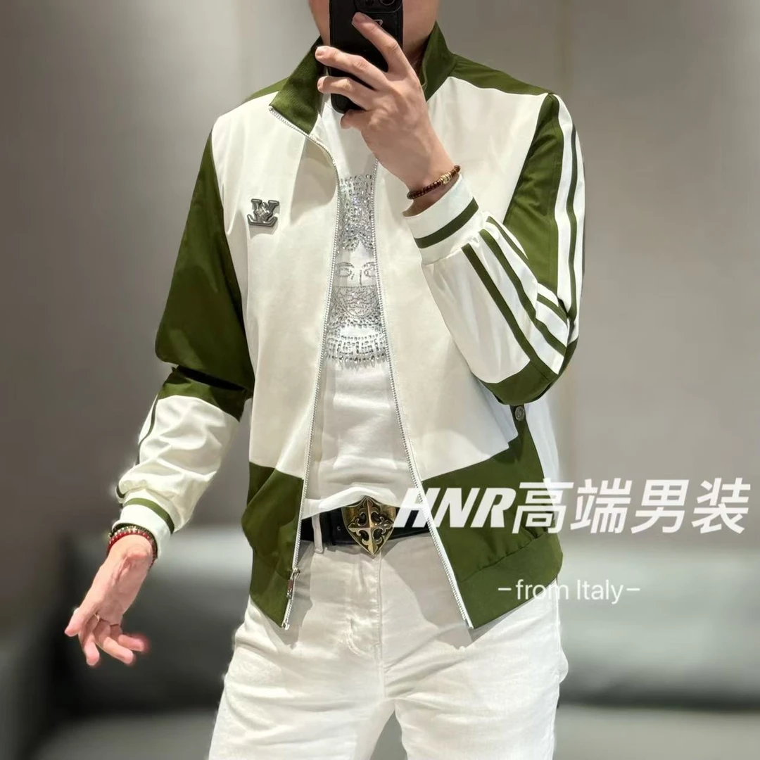 【雷迪·凯奇】品牌撞色设计手工拼接织带点缀弹力布春款夹克860