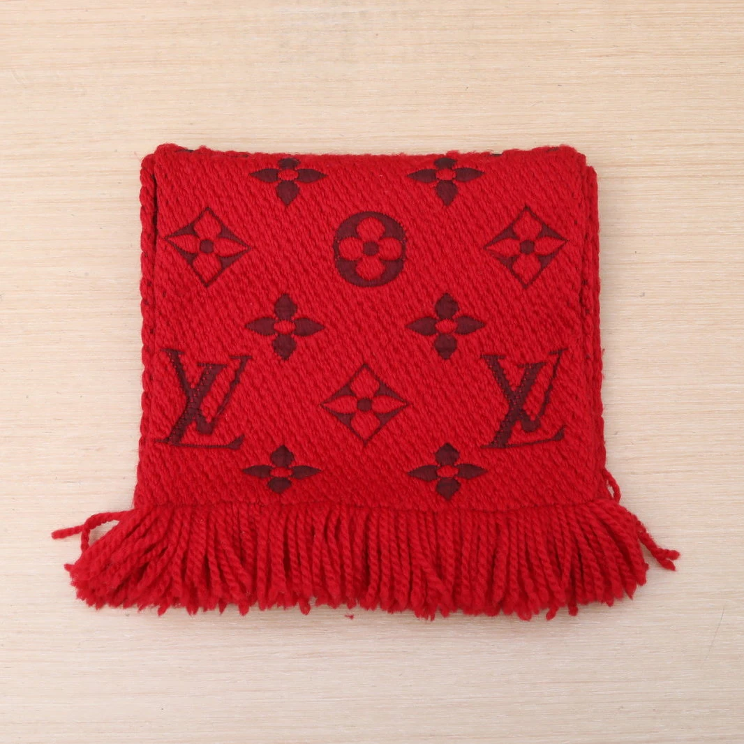 99新 LouisVuitton/路易威登 【念念】围巾 红色 羊毛/桑蚕丝