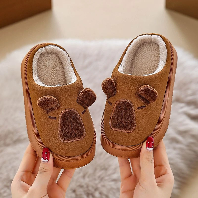 卡比巴拉冬季儿童棉拖鞋男女童室内外保暖加厚亲子宝宝加绒毛毛鞋