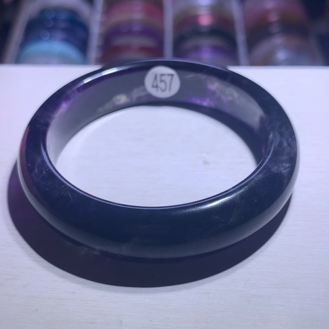 水晶手镯银S925镶嵌萤石53.5圈457