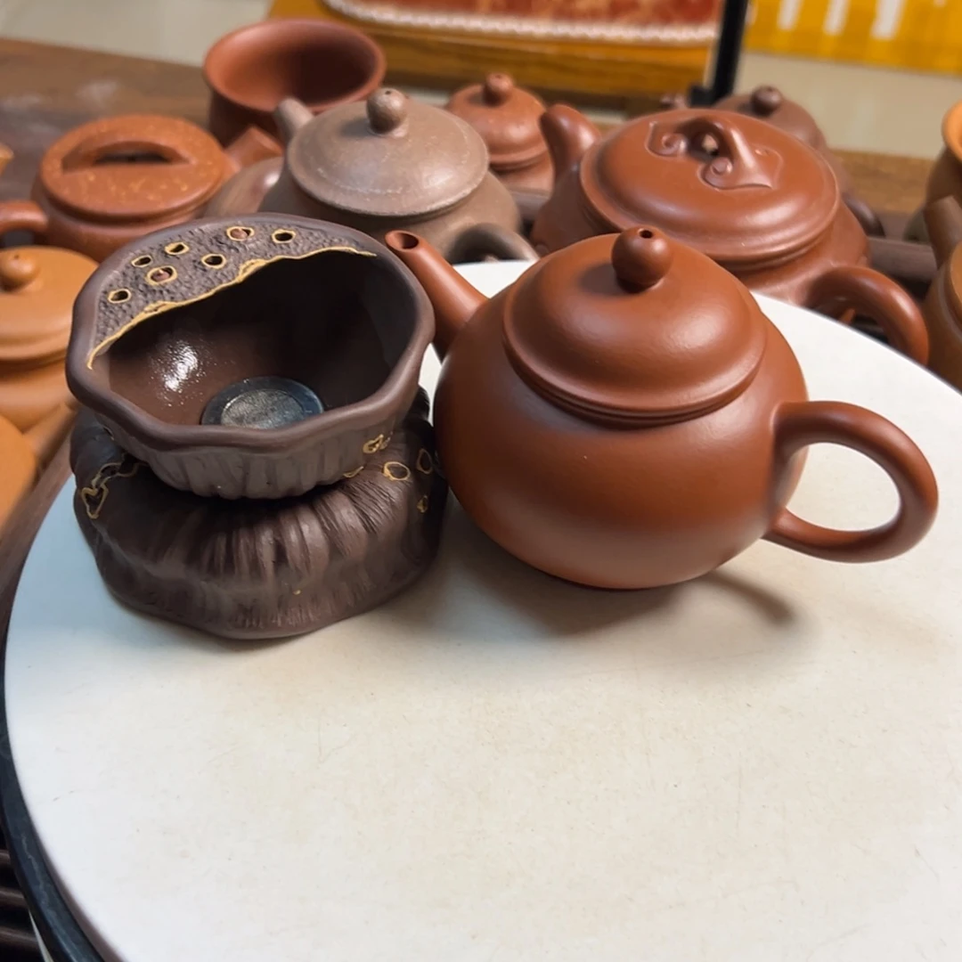紫砂茶壶月*心水平150朱泥