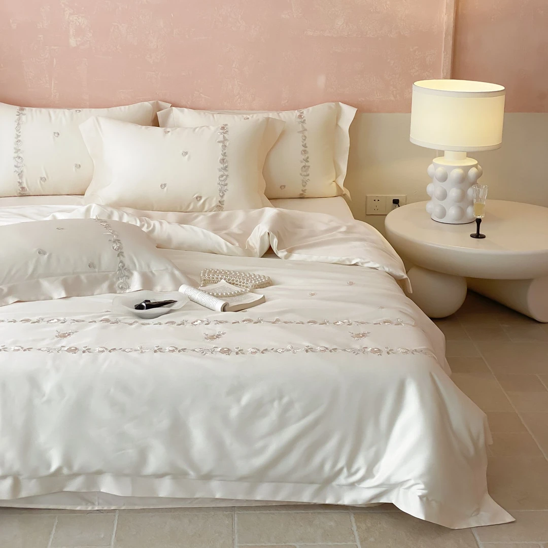 花韵清影丨天丝棉刺绣轻奢高奢高级感亲肤柔肤高端裸睡四件套