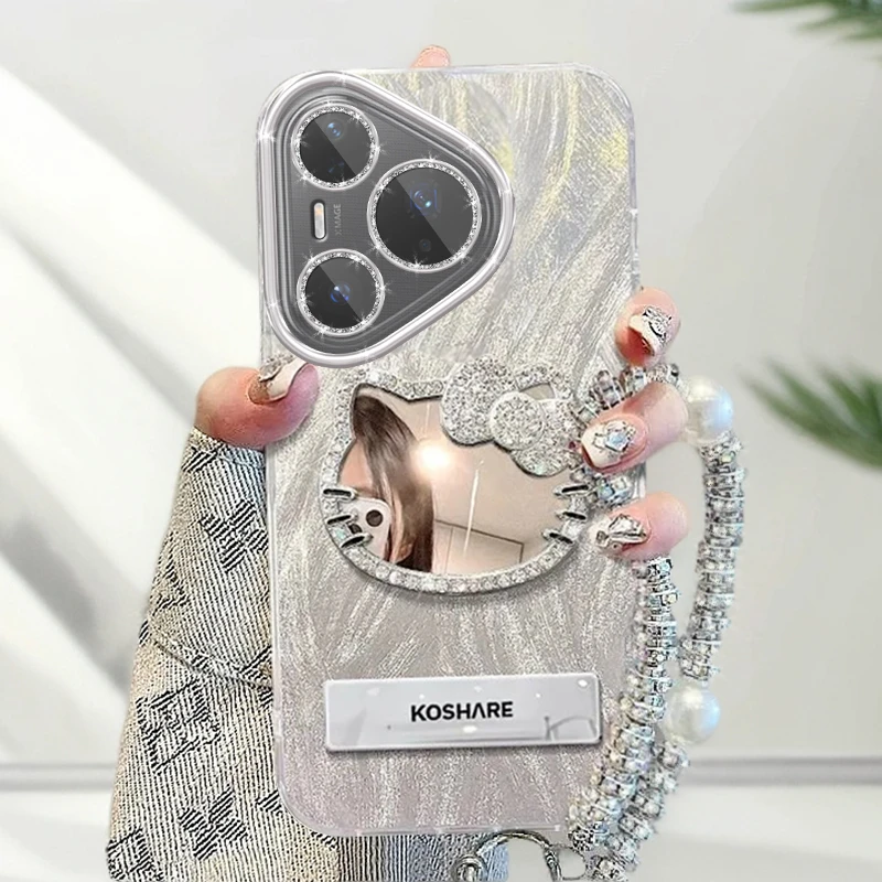 带镜头膜华为Pura80Pro+手机壳pura80pro+软LMR-AL10羽纱kt猫镜子